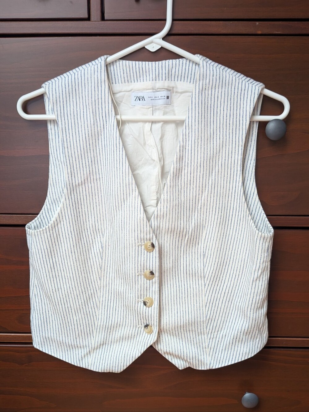 Zara Pinstripe Vest Button Down Sz S